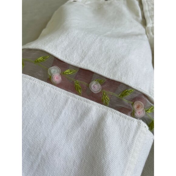 Custom Denim Forum Jeans recreate by Angelina Vanelli Sheer Floral Embroidery 23 - Picture 5 of 15